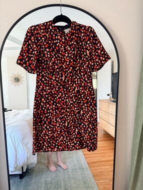 ASOS Black Mini Dress with Red & Peach Floral Print